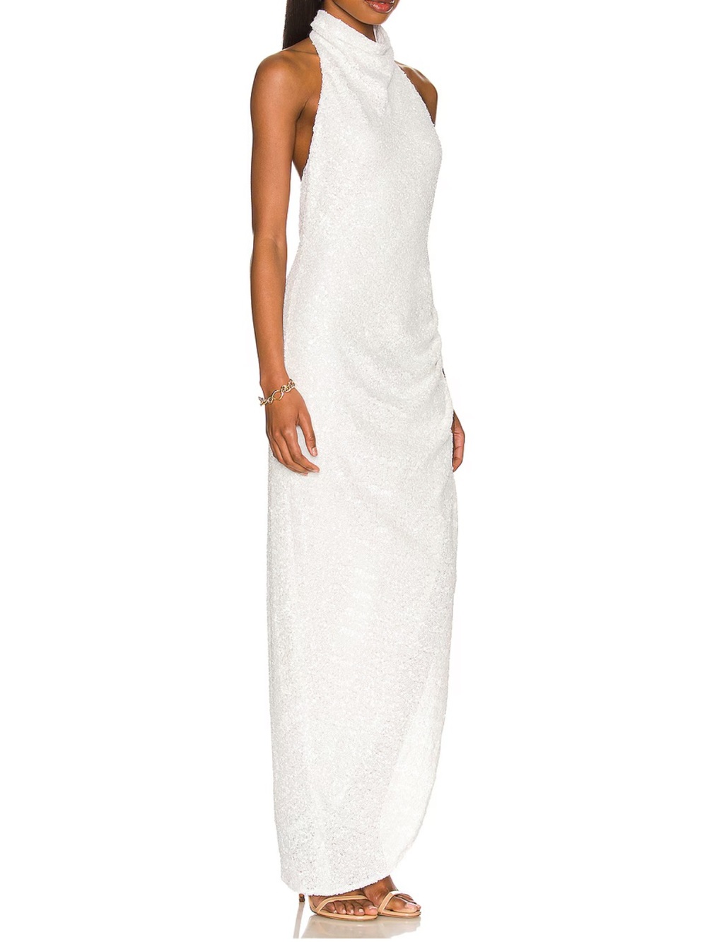Amanda Uprichard White Halter Midi Dress